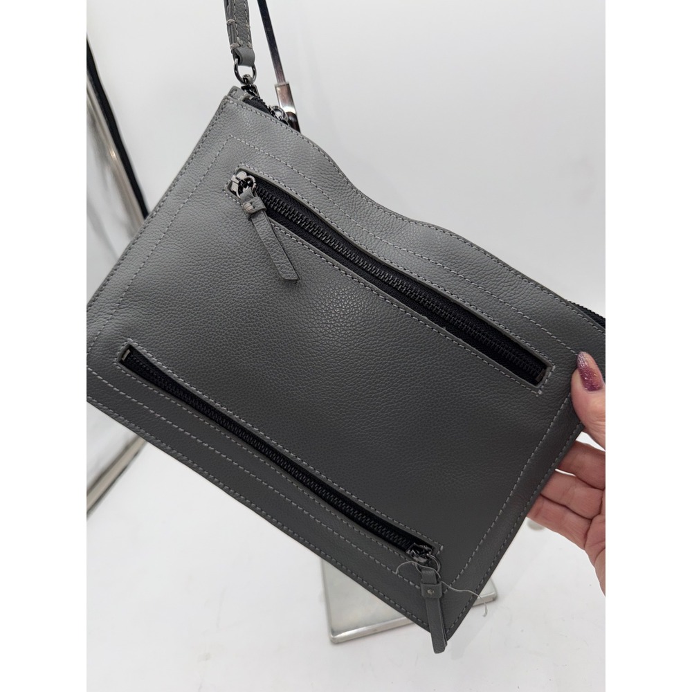 Botkier New York Grey Pebbled Leather Wristlet Clutch Bag Gunmetal Hardware